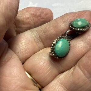 Turquoise sterling clip earrings PETITE. Just adorable